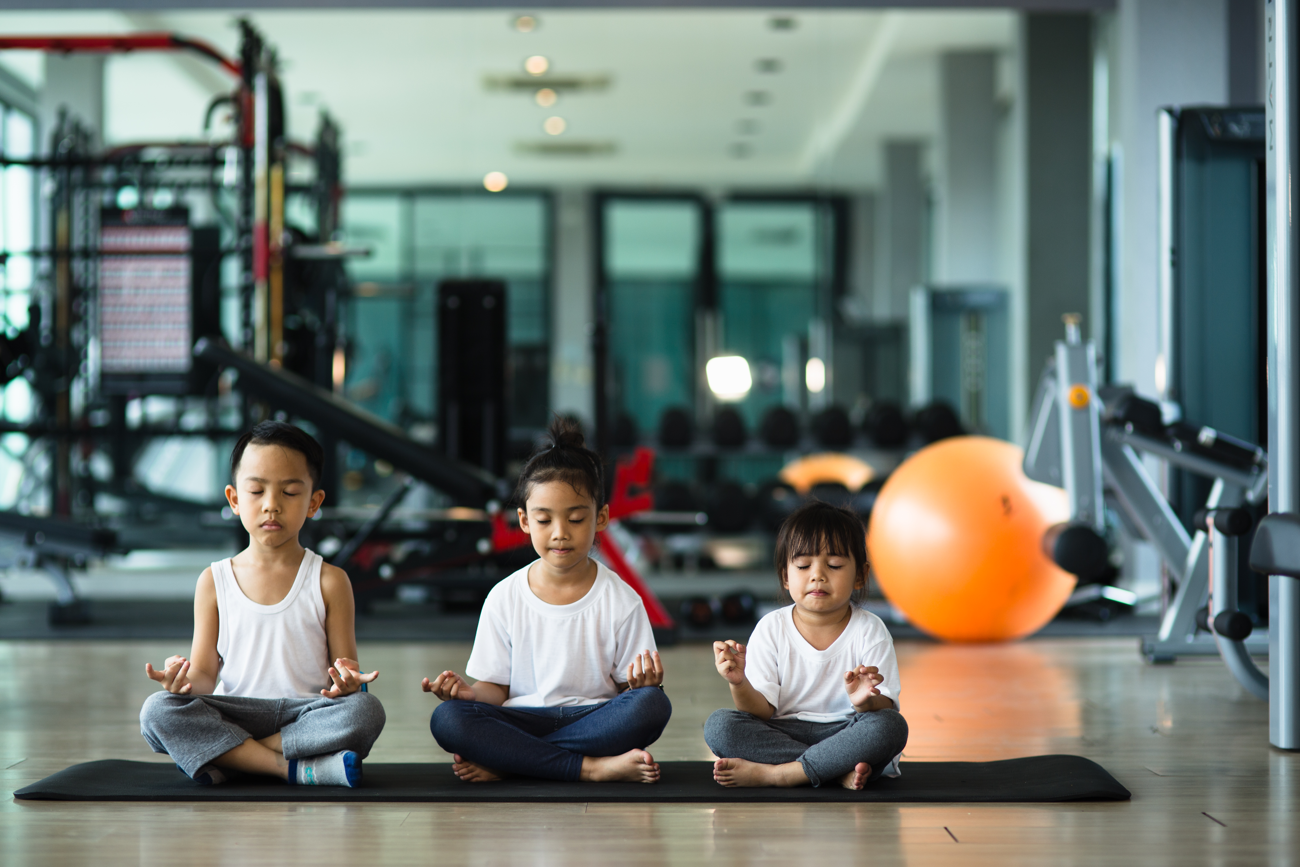 Group of children doing gymnastic exercises