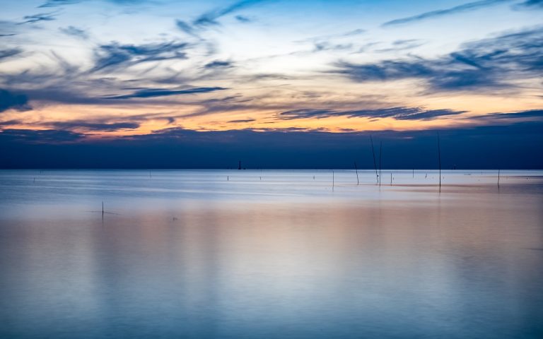 Blue sea of tranquility at twilight
