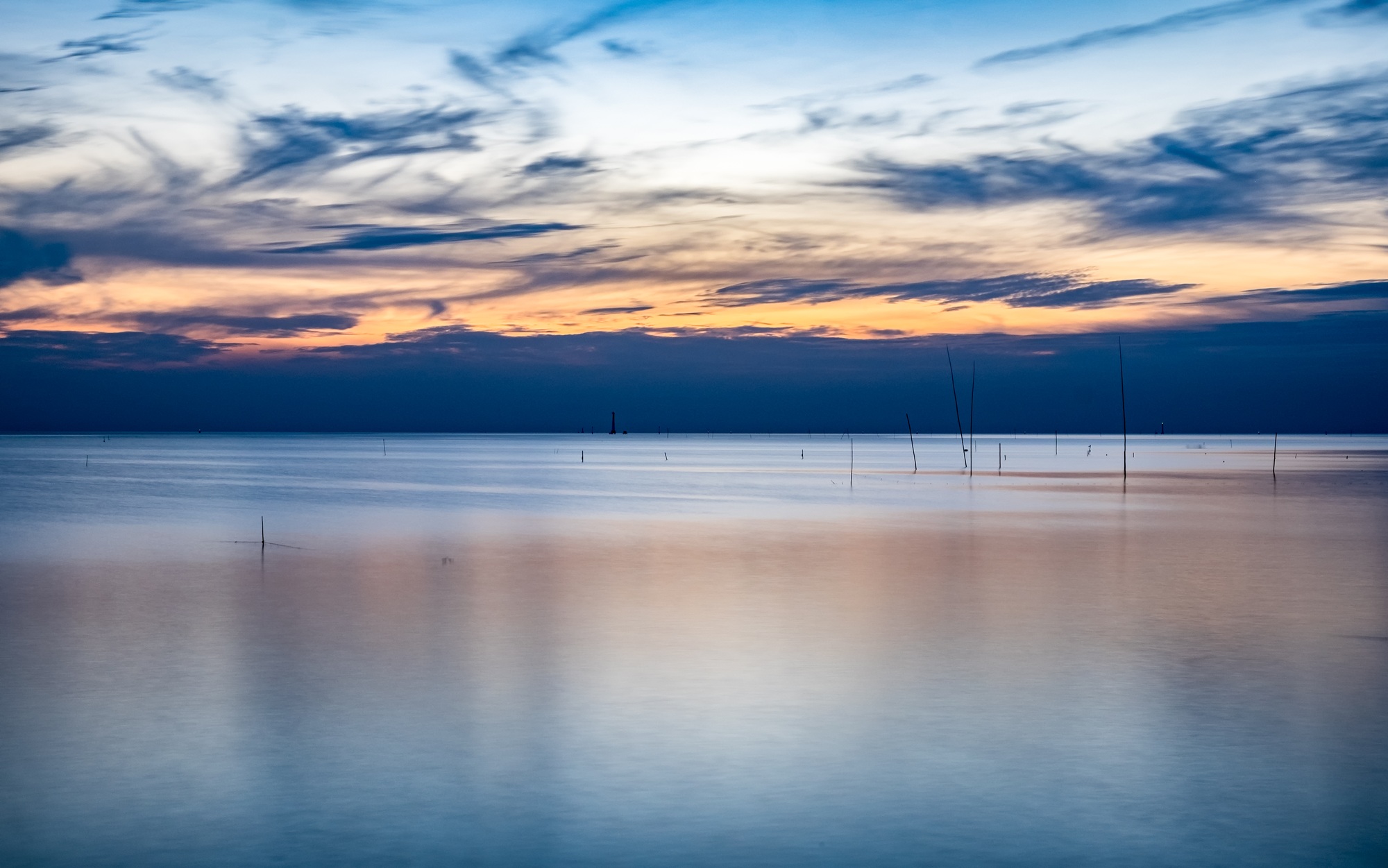Blue sea of tranquility at twilight